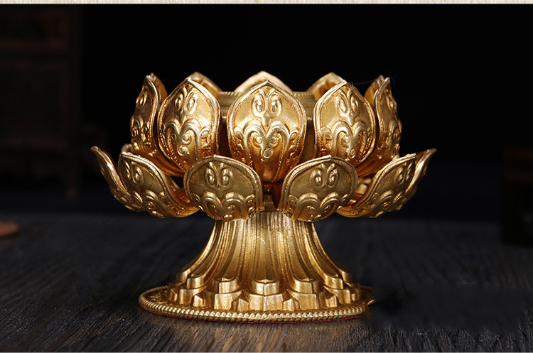 创古琪通 藏传佛教用品 纯铜密宗法器 手摇转经轮筒莲花底座 双层藏族