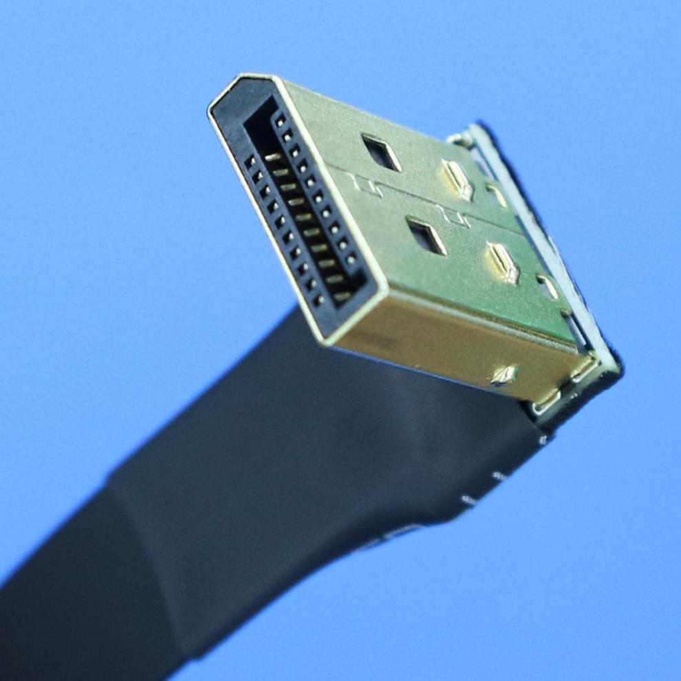 dp接口公对母延长线displayport1.2转角接扁平薄软显卡连接线 adt p1a