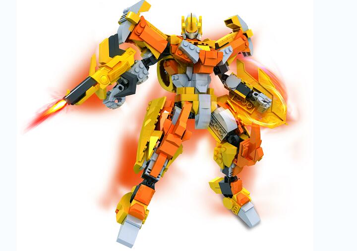 拼插玩具积高侠14913q版烈焰战车勇士快乐童年组装机器人 14912大地