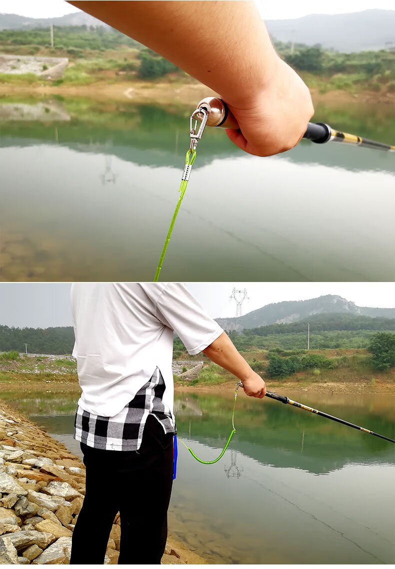 u鋼絲釣魚失手繩強勁拉力自動收縮護竿繩放竿繩溜魚器魚竿垂釣裝備音