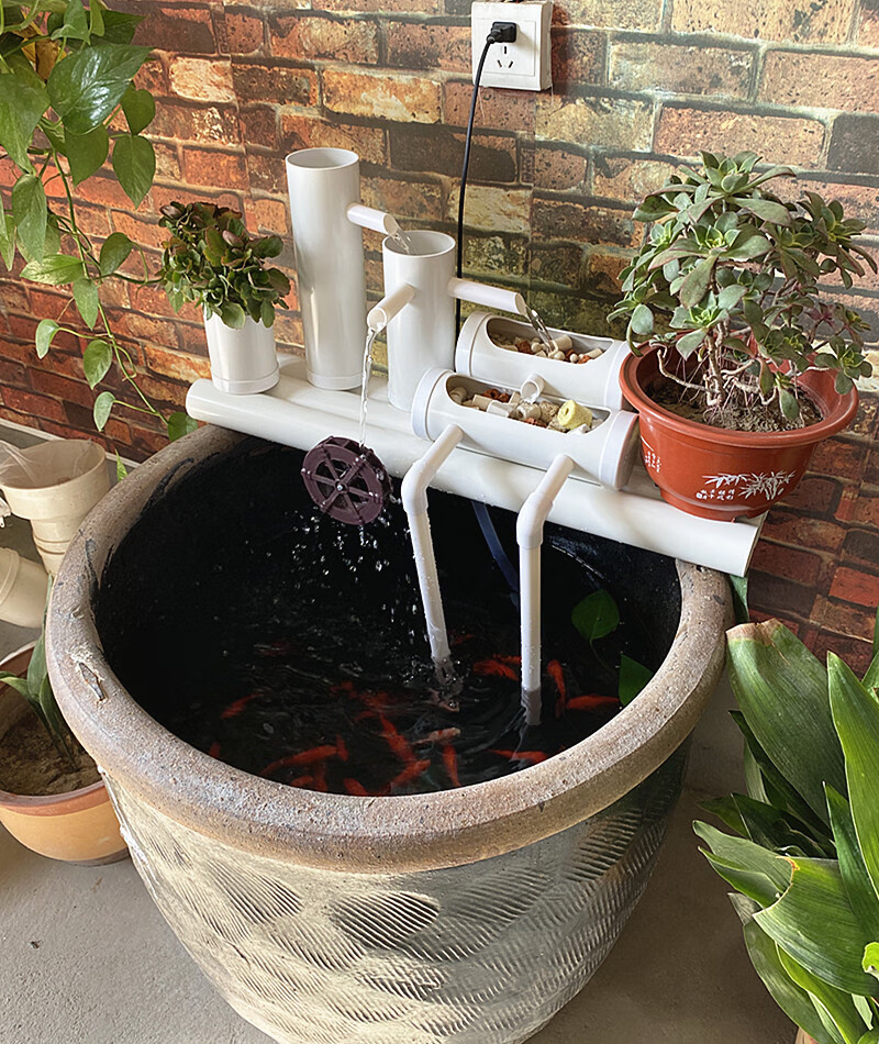 鱼缸过滤外置瀑布式圆形水缸养鱼上置过滤器增氧小鱼池水循环 长45cm