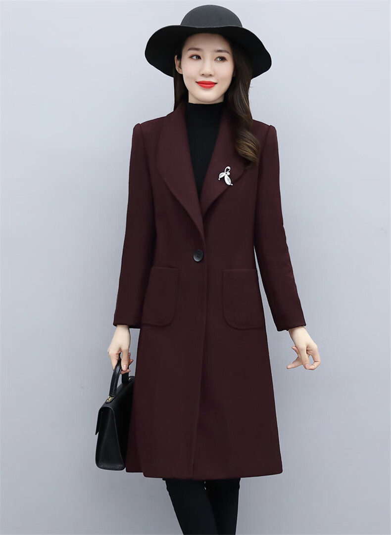 089【2020秋冬季女装新款冬装外衣】女式时尚中长款呢大衣洋气优雅