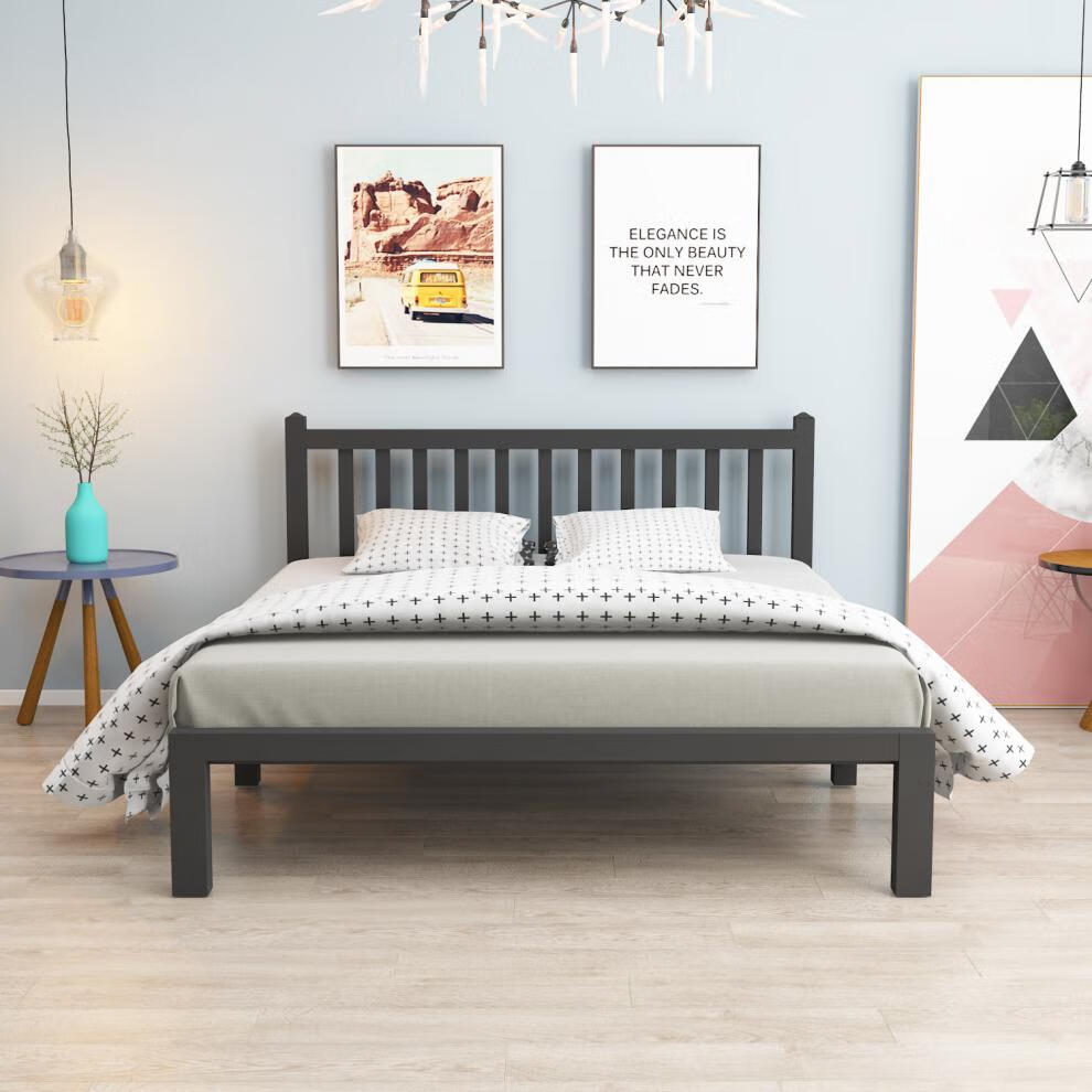 简后铁床架北欧铁艺床简约现代铁床双人床铁架床18米单人床15架子床b