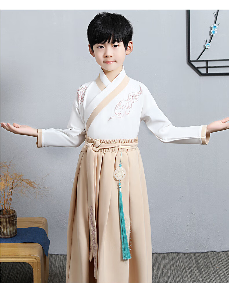 儿童汉服男童加绒唐装冬季中国风古装少爷小男孩国学服学生演出服