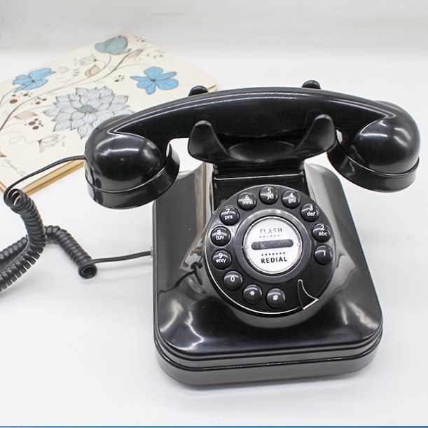 经典黑色仿古复古 机械铃声 家庭酒店按键固定老式古董电话机