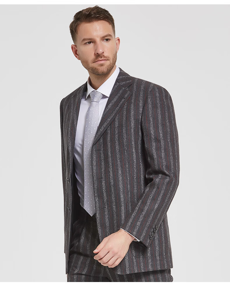 judger庄吉羊毛西服亚麻断码特价商务休闲男士时尚大格纹西装半里837