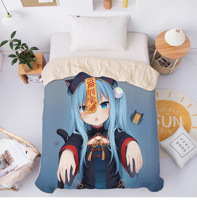 定做动漫猫羽雫夏凉被二次元美少女空调被芯夏季宿舍水洗薄款被子