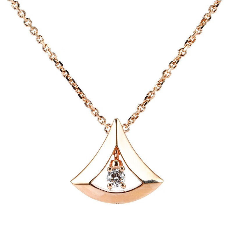 宝格丽bvlgari/divas18k玫瑰金镂空单钻女士项链送礼佳品 单钻项链