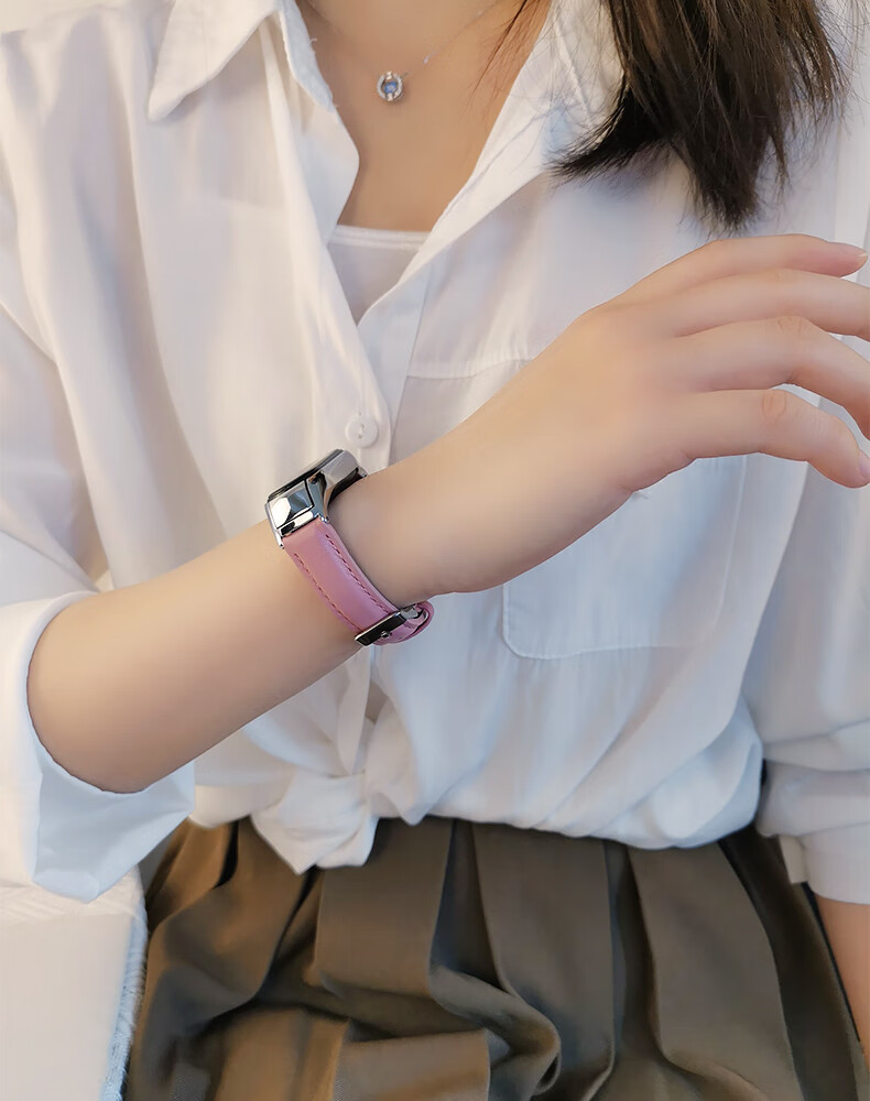 珍格 适用小米手环4代腕带新款3代皮质简约三代时尚女款4nfc版手环