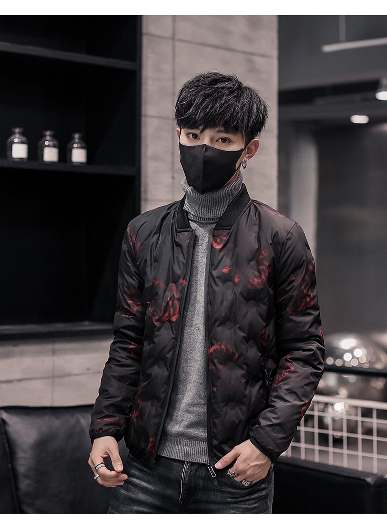 花花公子羽绒服男短款2020新款秋季棒球领潮牌衣服时尚轻薄白鸭绒冬装