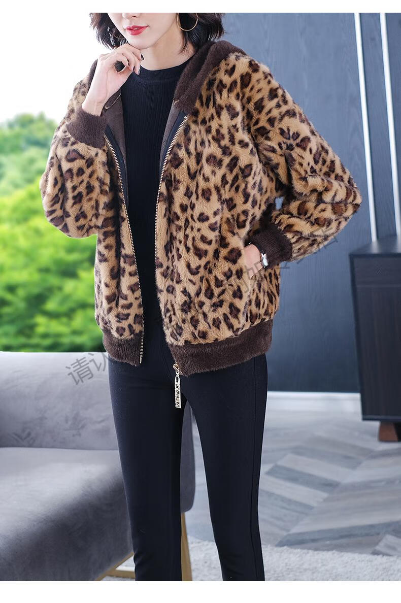 南极人轻奢仿水豹外套女连帽短款小个子外衣宽松加厚毛绒绒开衫时尚