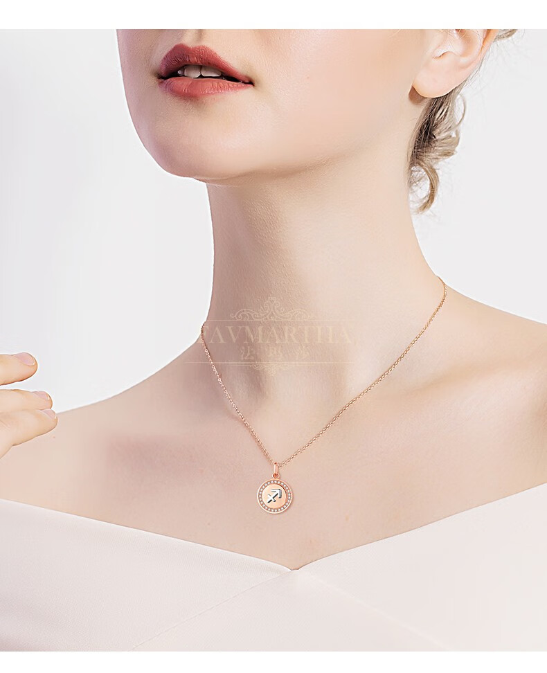 法玛莎项链女纯银925十二星座吊坠森系网红情侣简约冷淡风锁骨链七夕