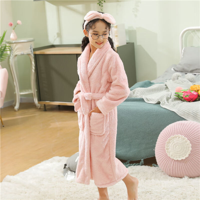 洛童欧儿童居家服小女孩睡衣冬天可爱童装儿童睡袍女童秋冬季法拉绒