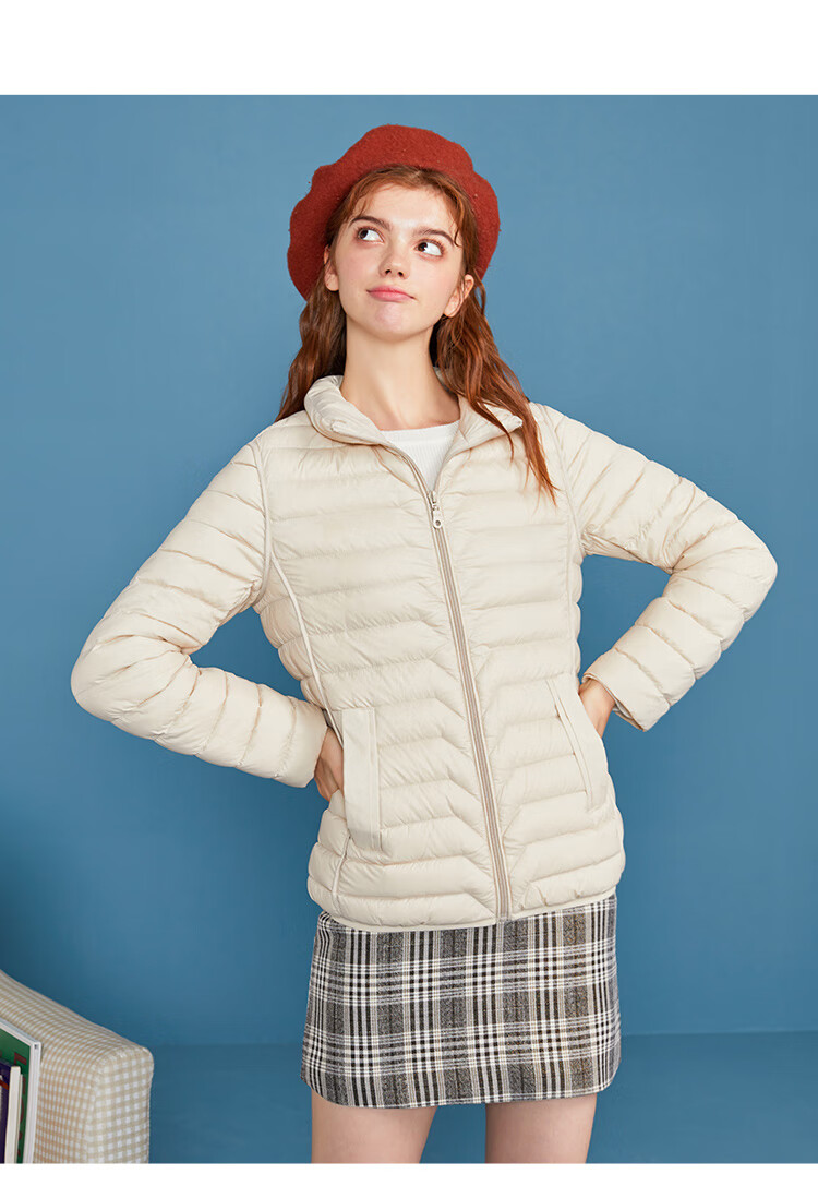 阿依莲羽绒服女士轻薄直筒拉链立领韩版显瘦保暖外套2020冬季新款