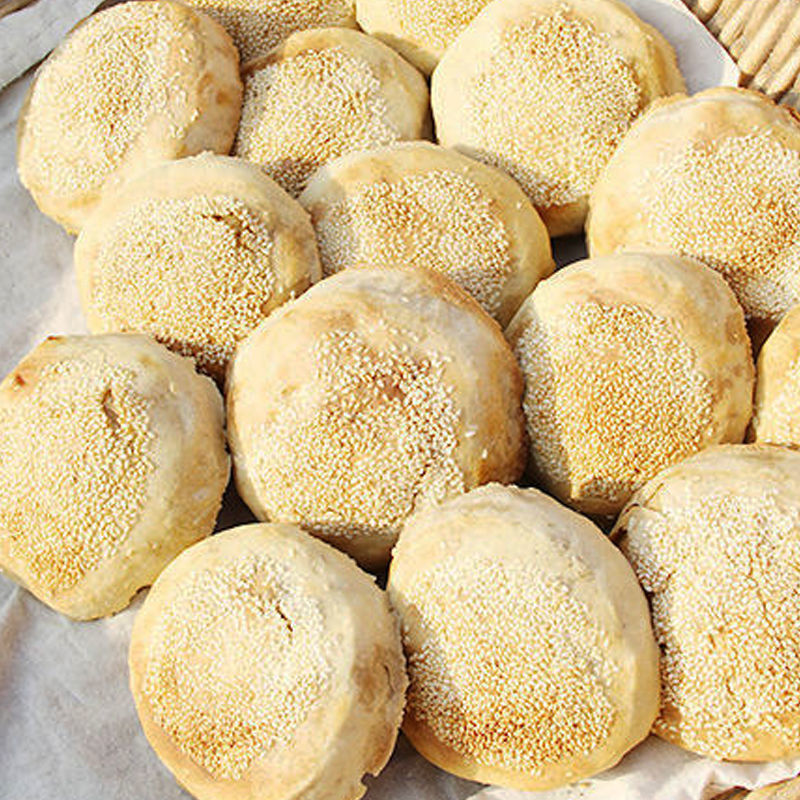 正宗山东商河特产名吃吊炉马蹄烧饼传统手工香酥芝麻咸香味 5个芝麻咸