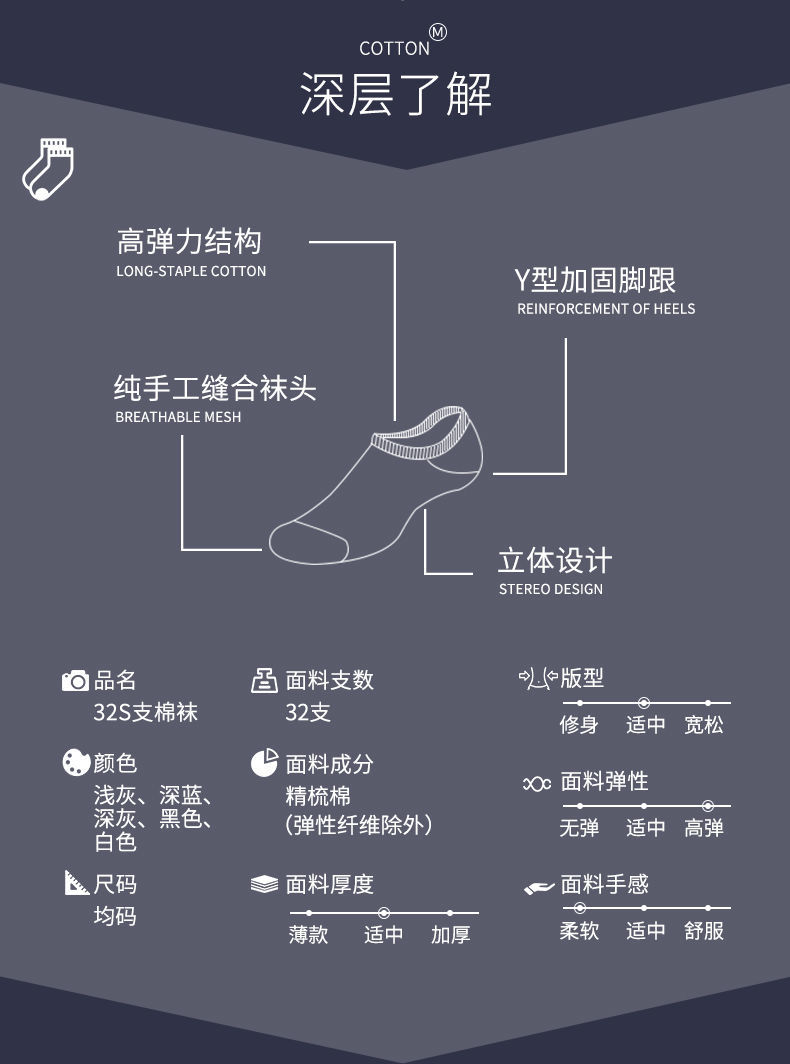 南极人5双10双袜子女士短袜纯色夏季薄款隐形船袜秋冬中筒棉袜子 5双