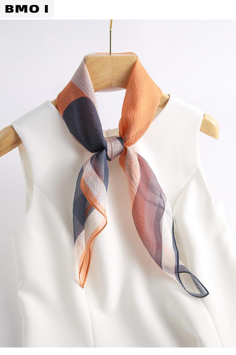 夏天重磅日常款真丝小方巾丝巾女高级感围脖纱巾女夏季薄款桑蚕丝围巾