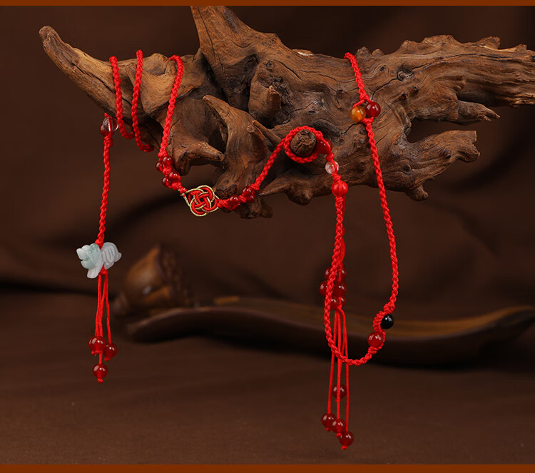 美思迪meisidi虎本命年安岁红绳腰链女男编织红腰绳幸运情侣红腰带净