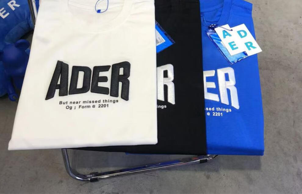 韩国潮牌ader小众潮牌韩版男女宽松情侣休闲刺绣字母圆领短袖t恤潮