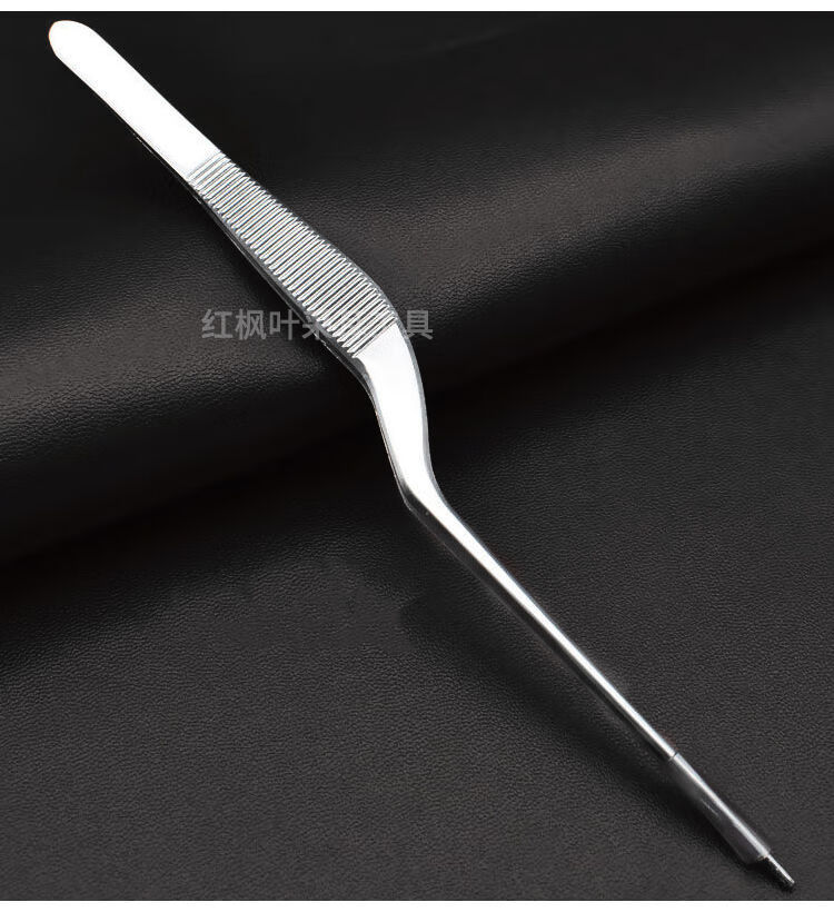 采耳镊子挖耳朵镊子枪状细镊子掏耳夹子夹耳屎洁耳器工具14厘米弯柄