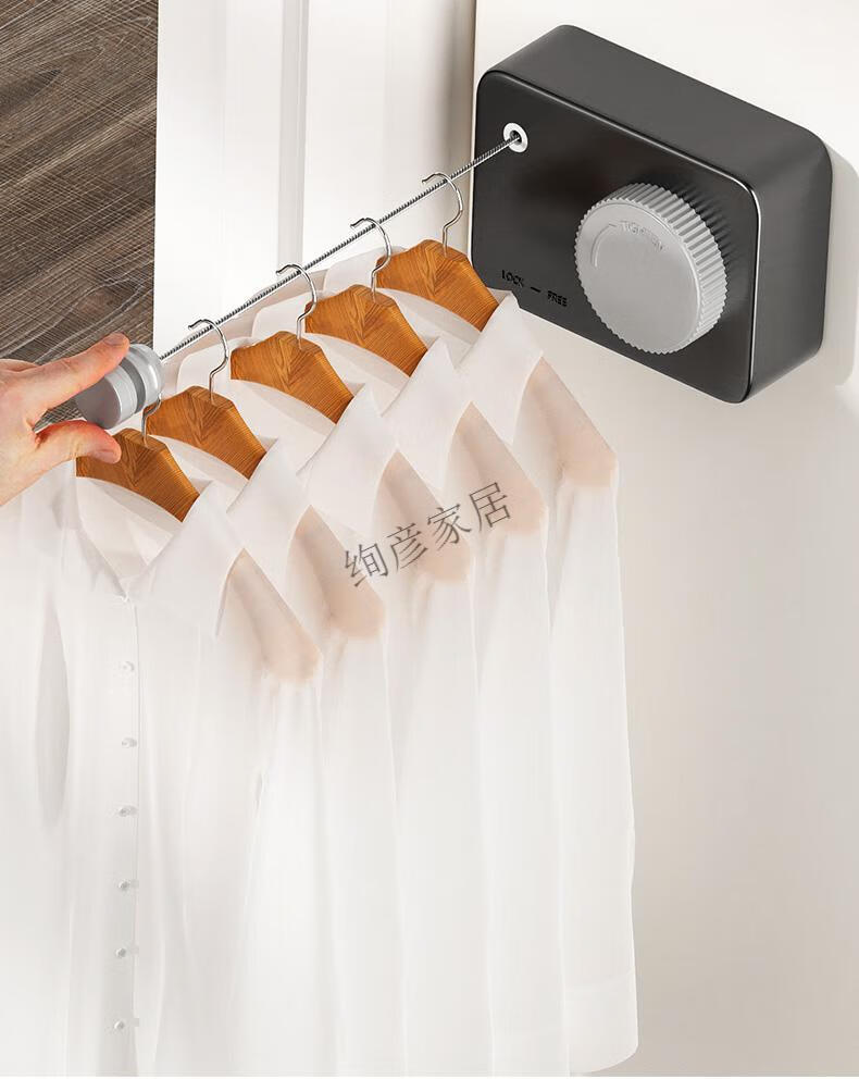 挂衣绳钢丝伸缩新型隐形晾衣绳室内免打孔钢丝凉衣拉紧挂衣线伸缩阳台