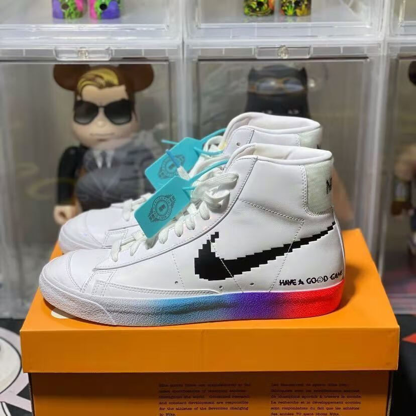 冬季新款sb电玩像素开拓者高帮夜光男女板鞋aj休闲运动鞋 电玩像素