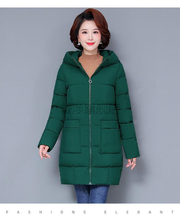 督涉冬季新款女士棉服中长款连帽宽松棉袄棉衣外套潮 绿色 5xl 175
