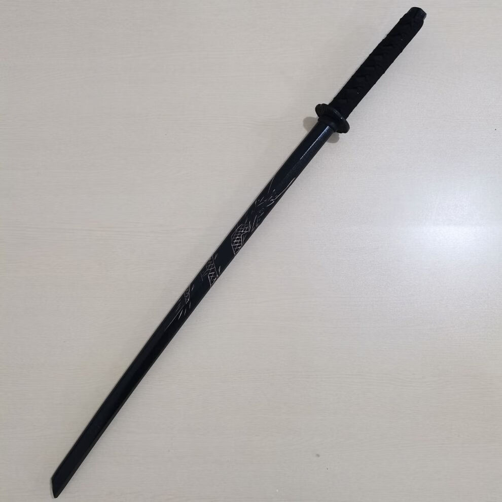 剑鬼灭之刃居合道木刀带鞘东洋刃训练表演拔刀cosabs刀 100cm黑木缠带