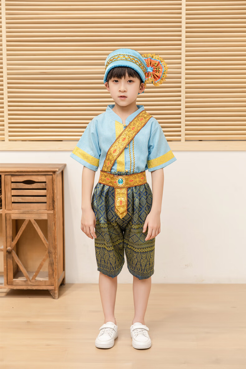 墨尚佳童装店 儿童民族舞蹈表演服云南傣族服装男童泼水节少数民族