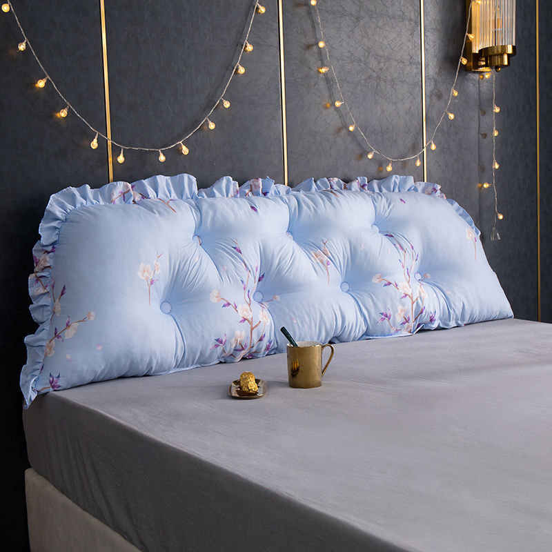 床头靠垫软包含芯可拆洗公主全棉长靠枕沙发长靠枕大靠背 半圆-孔雀绿