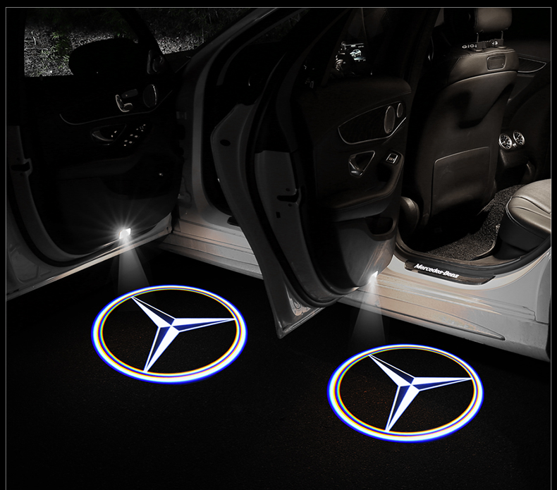 奔驰迎宾灯原厂款c级c200l/a/e级e300l/glc260/glb车门镭射灯改装 19