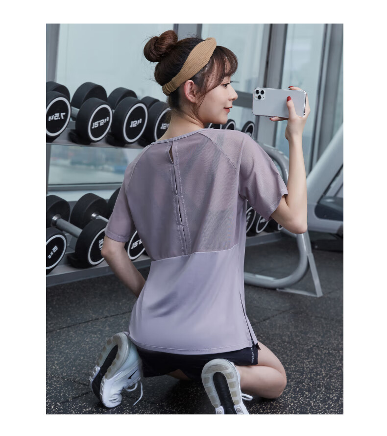 bape 夏天运动套装女瑜伽服女夏季宽松显短t恤网红气质跑步训练健身