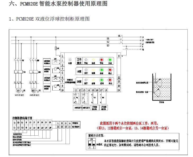 上海凱泉排汙水泵控制櫃面板pcm820ne智能控制器汙水泵控制箱pcm820n