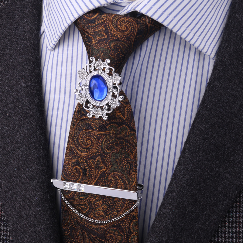 原创英皇爵迹水钻领环夹领带箍复古骑士领带箍男士商务衬衫领带扣