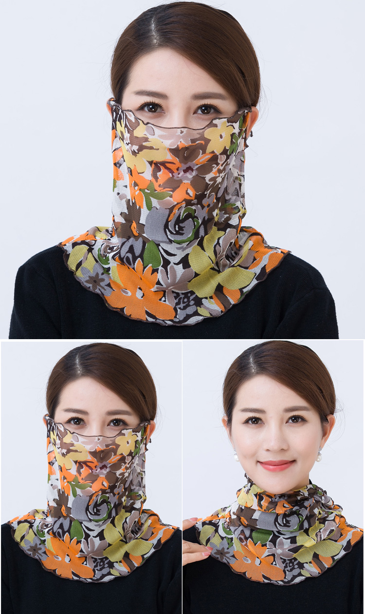 【轻薄 透气不闷】夏天用的套头丝巾丝网眼围脖女套头蒙面纱骑行遮阳