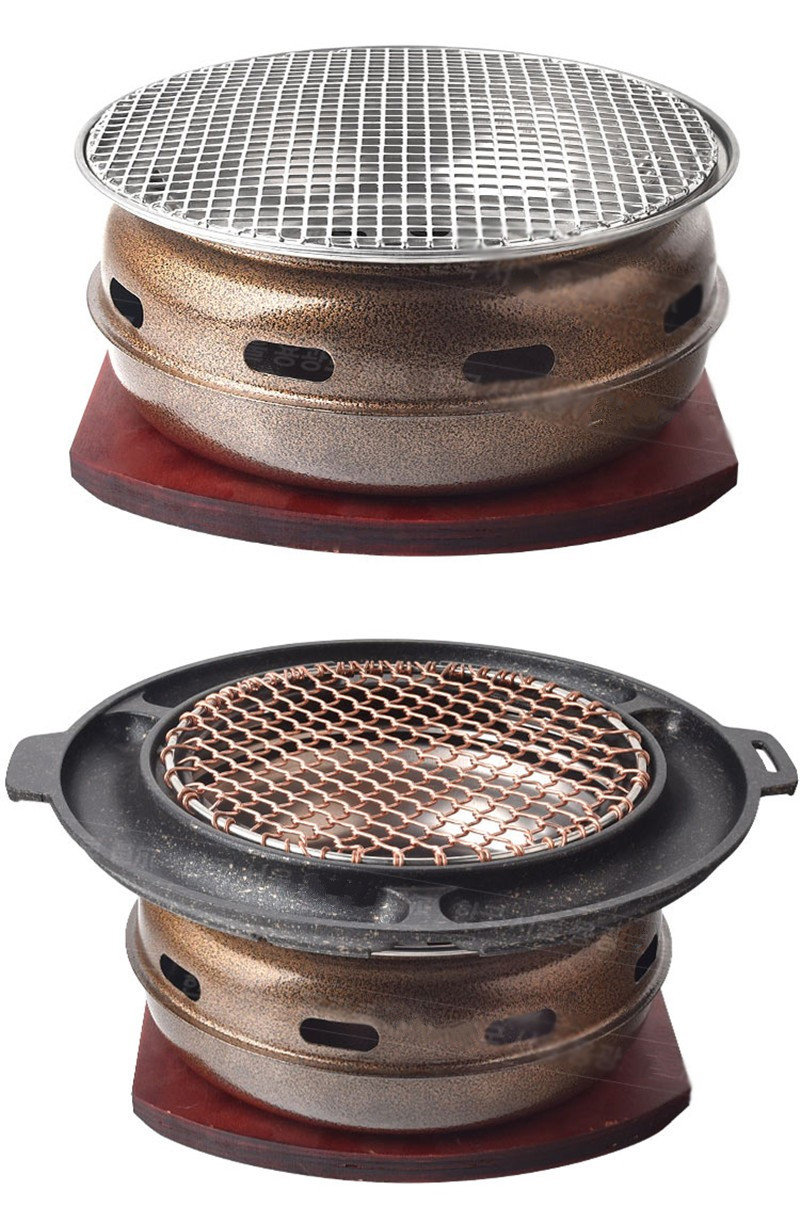 韩式碳烤炉家用日式火盆烤肉炉圆形炭烤炉韩国烧烤炉烧烤架烤肉锅炉