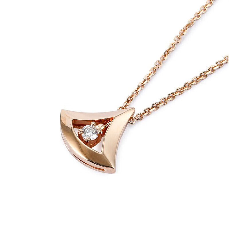 宝格丽bvlgari/divas18k玫瑰金镂空单钻女士项链送礼佳品 单钻项链