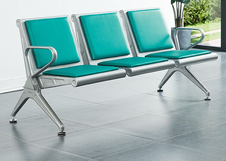 圣彼思钢制排椅机场椅输液椅医院长椅车站休息椅加厚钢板2人位茶几带