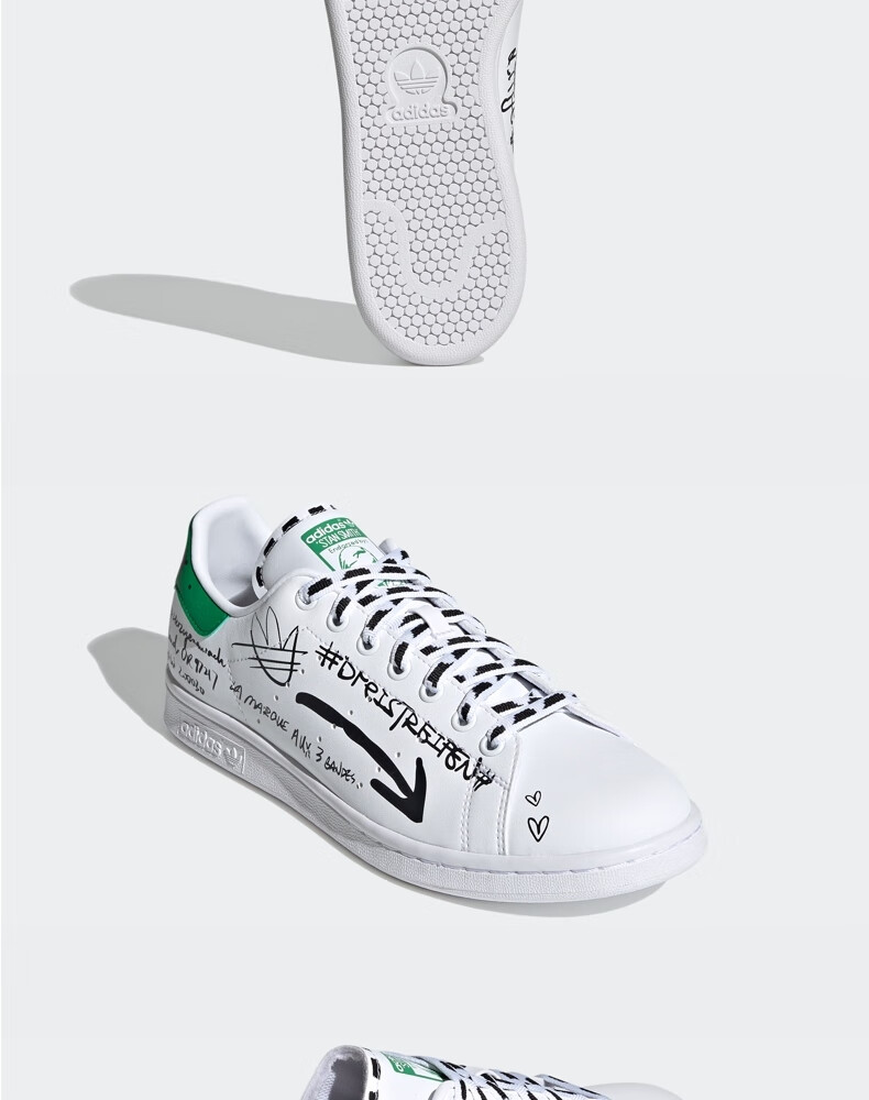 adidas阿迪达斯官网三叶草stansmith男女经典运动鞋板鞋gv9800白黑绿