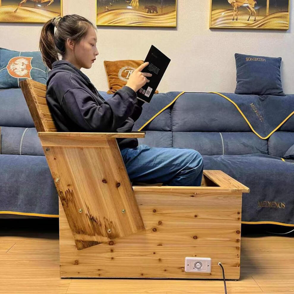 大靠背电火桶 实木电火桶取暖器大靠背暖脚桶电火盆家用节能烤火炉