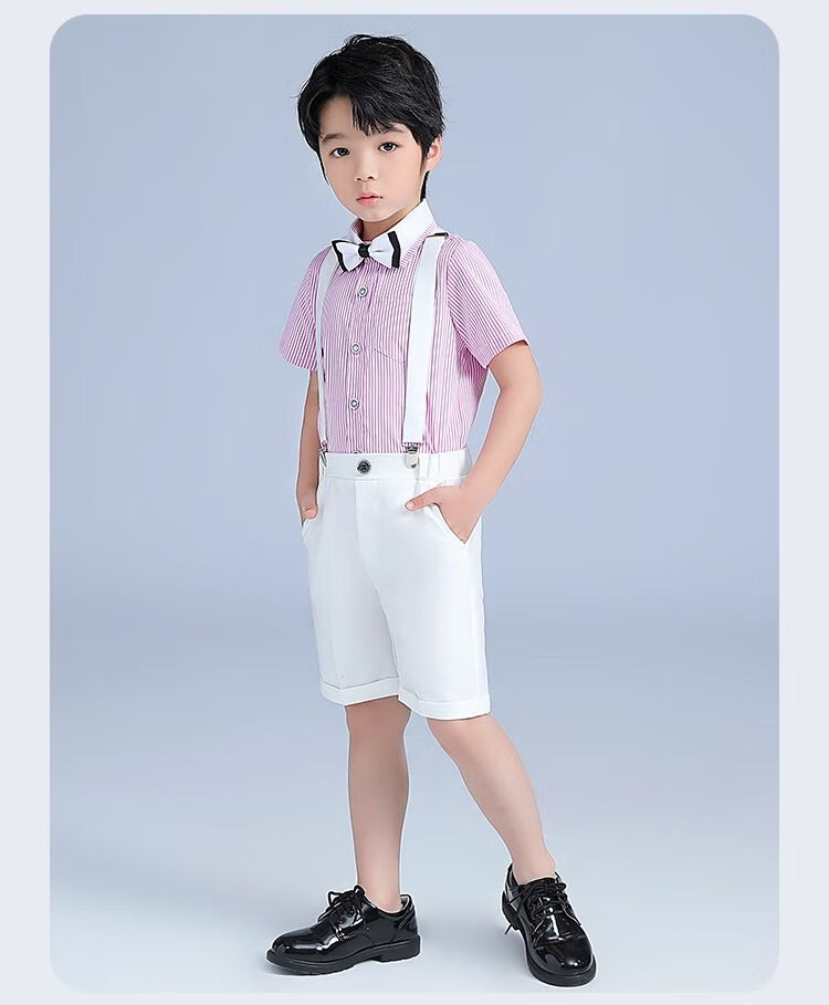 创木森男童主持人服装夏季小男孩朗诵比赛表演服儿童西服套装中大童