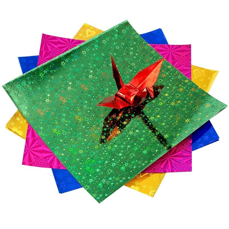 正方形彩色闪光纸亮光镭射折纸珠光折纸千纸鹤手工制作材料专用镭射纸