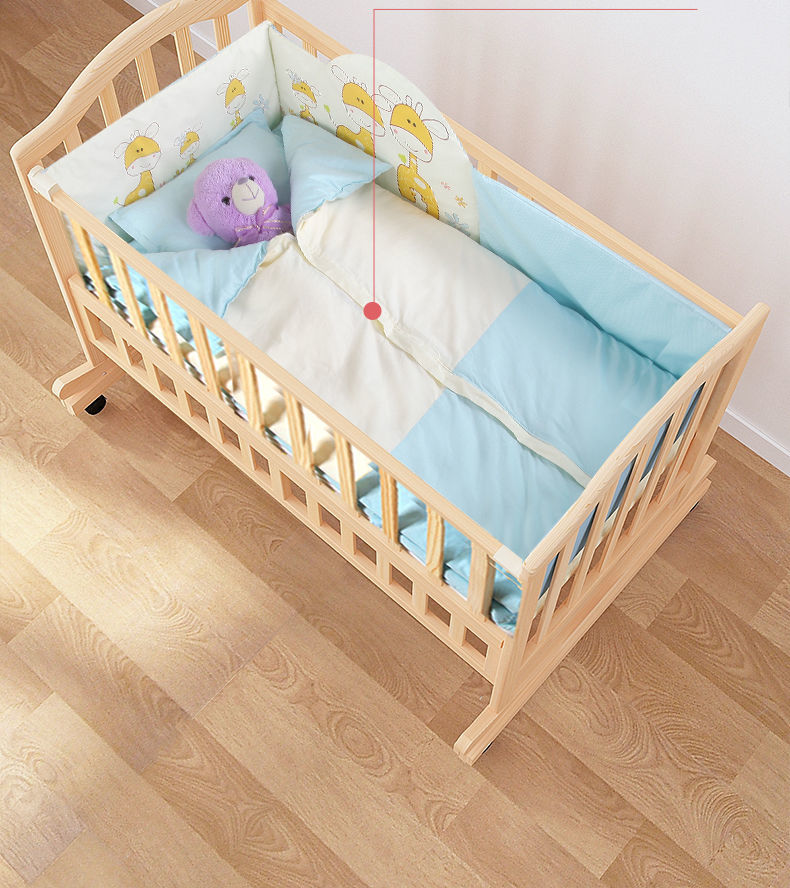 婴儿床摇篮床实木床多功能拼接大床宝宝床小床摇摇床小孩床单人床舒弗