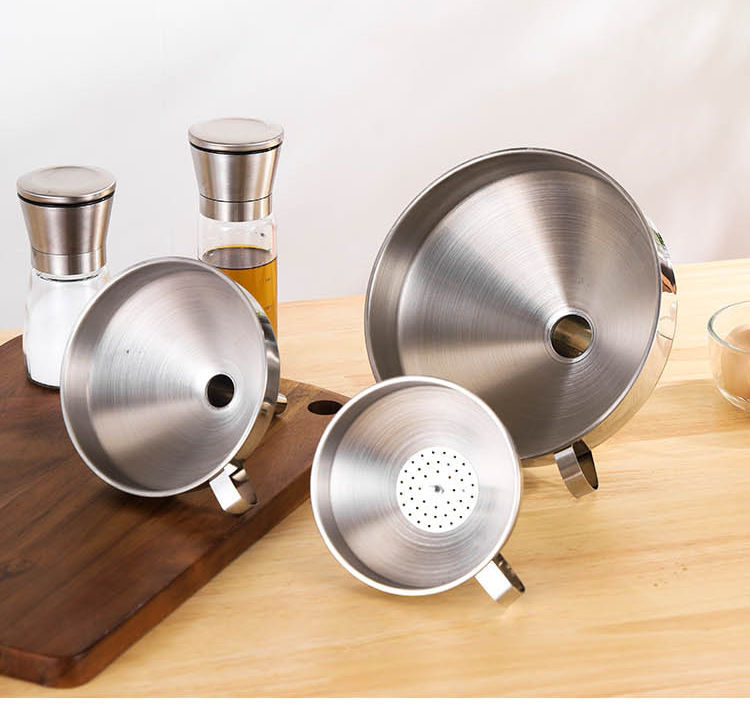 特厚不锈钢漏斗家用小号大口径特大号油漏酒漏过滤网酒提子打酒器特厚