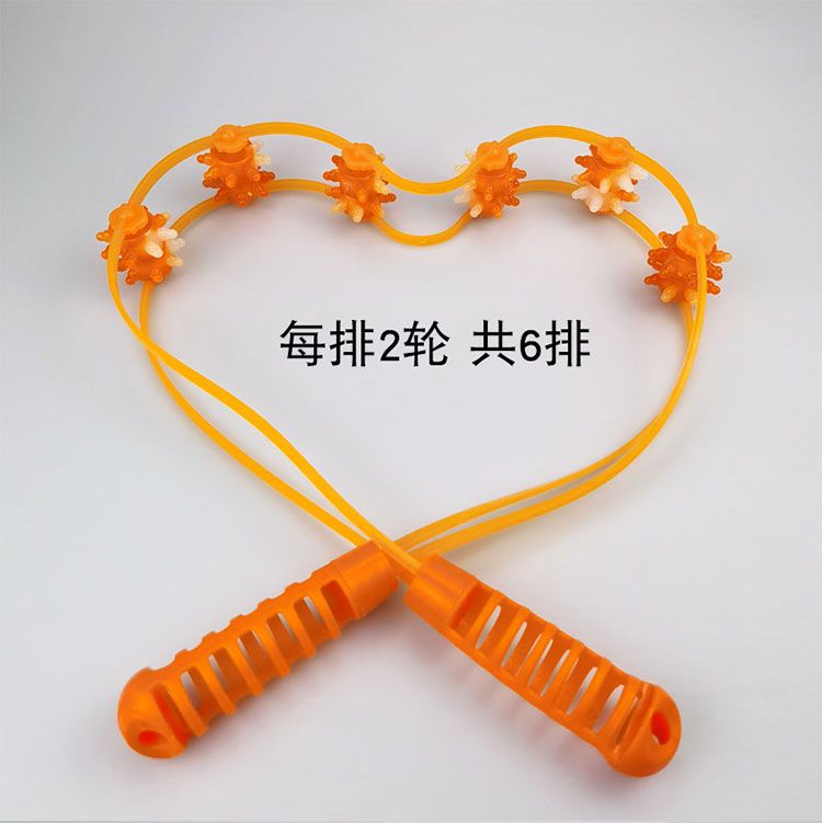 滚球拉背条按摩器家用开背颈椎滚轮式敲背腹部腰部背部和后背桔色18轮