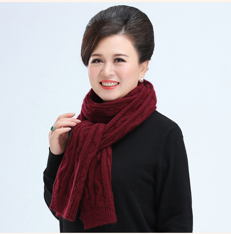 中老年围巾女加厚毛线针织围脖秋冬天户外散步保暖加长妈妈婆婆老人脖
