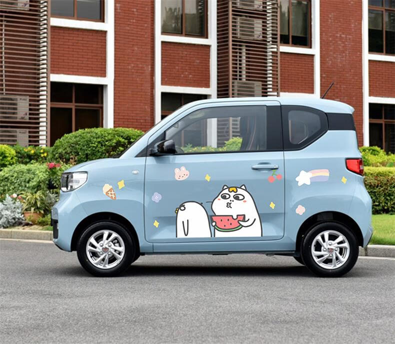 mini车贴五菱宏光ev蜡笔小新贴画二代马卡龙卡通车身装饰贴纸哆啦a梦s