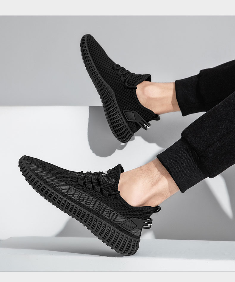 富贵鸟男鞋夏运动鞋男士休闲鞋网面潮流鞋百搭透气飞织鞋子男沙色38