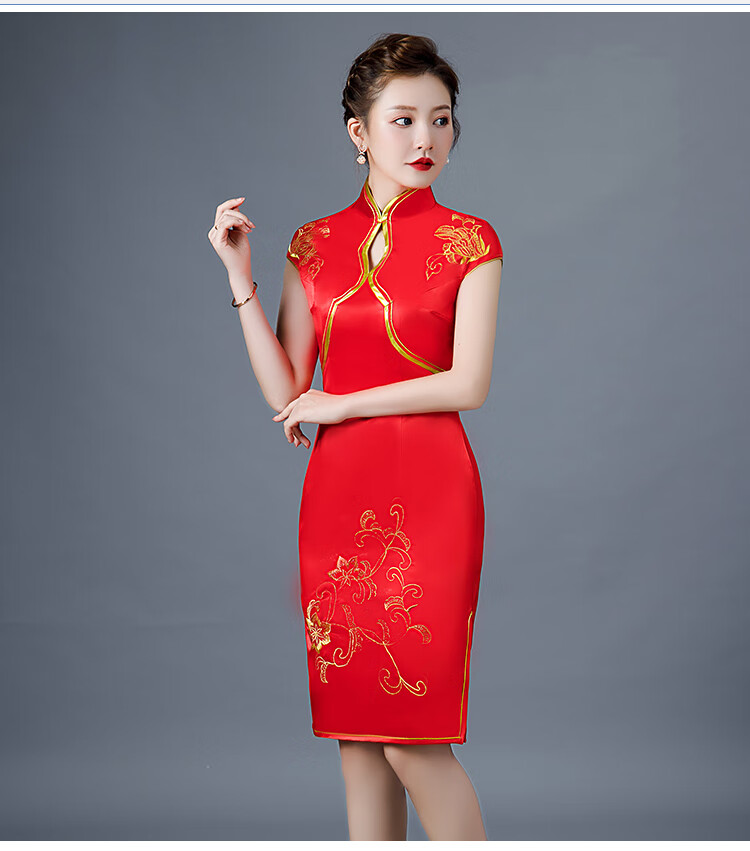 酒店迎宾服装旗袍礼仪小姐礼服接待颁奖学生青花瓷租赁演出服商务2022