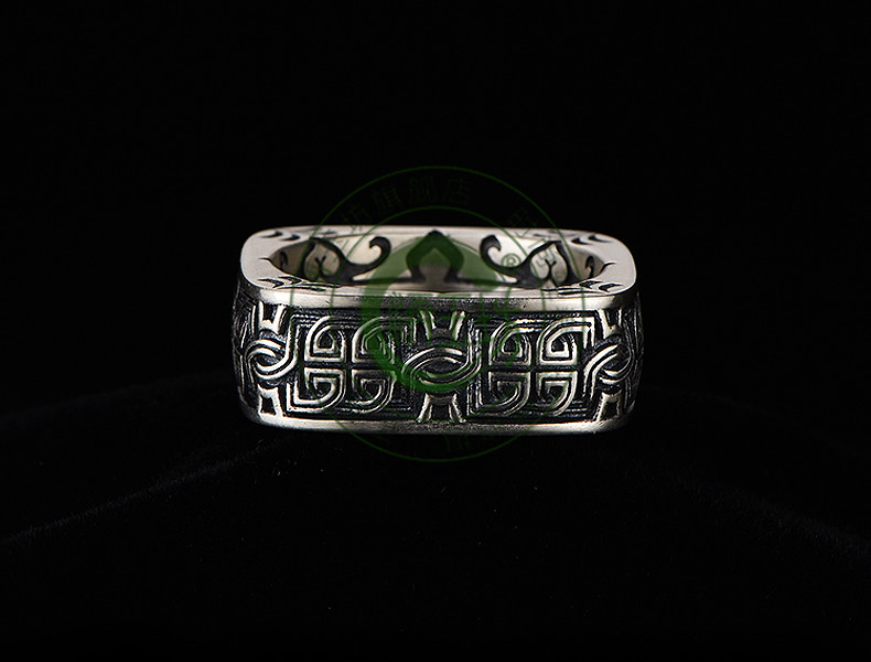 洅玉坊925纯银戒指男复古方圆盘古男士霸气指环手工权力的游戏 港度18